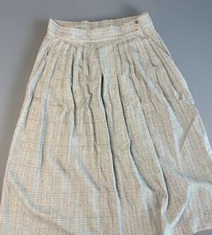 Vintage Casablanca Women's Plaid Pleated Midi Skirt Brown Teacher Academia Sz 12